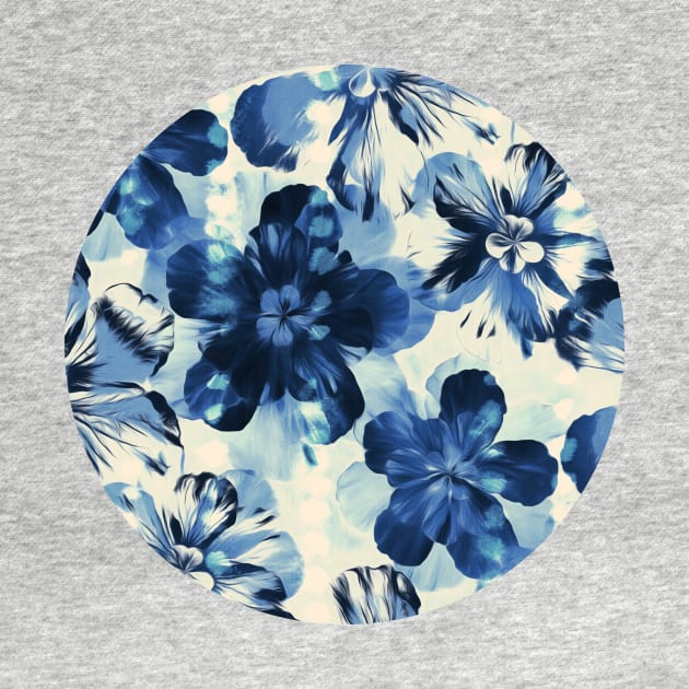 Shibori Inspired Oversized Indigo Floral by micklyn